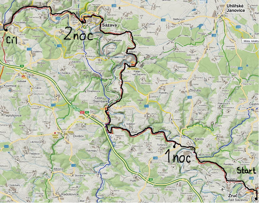 mapa sazava